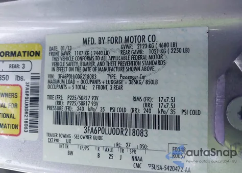 2013 Ford Fusion Hybrid Se from USA, damaged, VIN 3FA6P0LU0DR218083